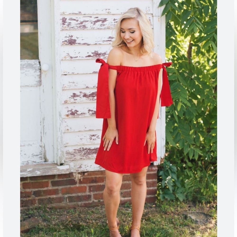 Sugarlips Off The Shoulder Super Cute Red Bow Dress : Size Small - Picture 4 of 10